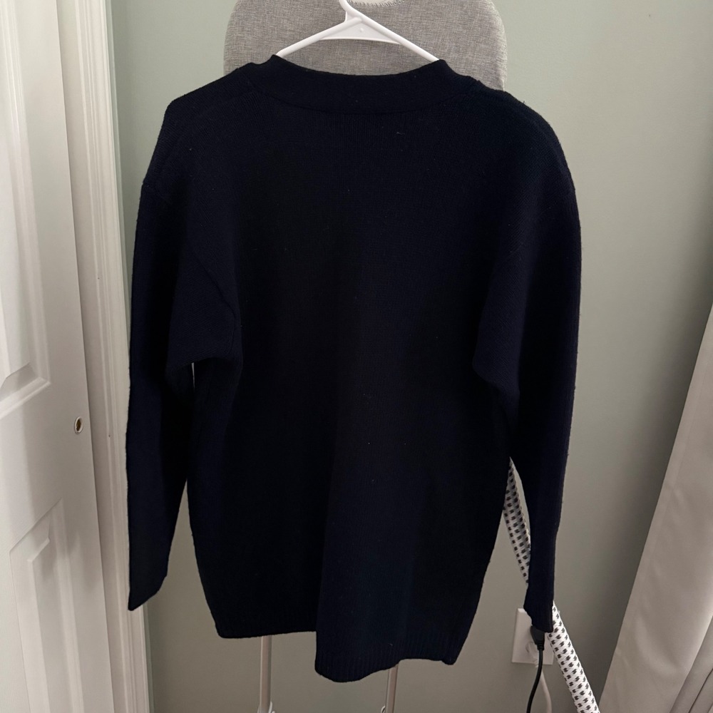 Vintage Charter Club Lambswool Cardigan L Navy Blue Preppy Old Money Academia - Picture 2 of 6